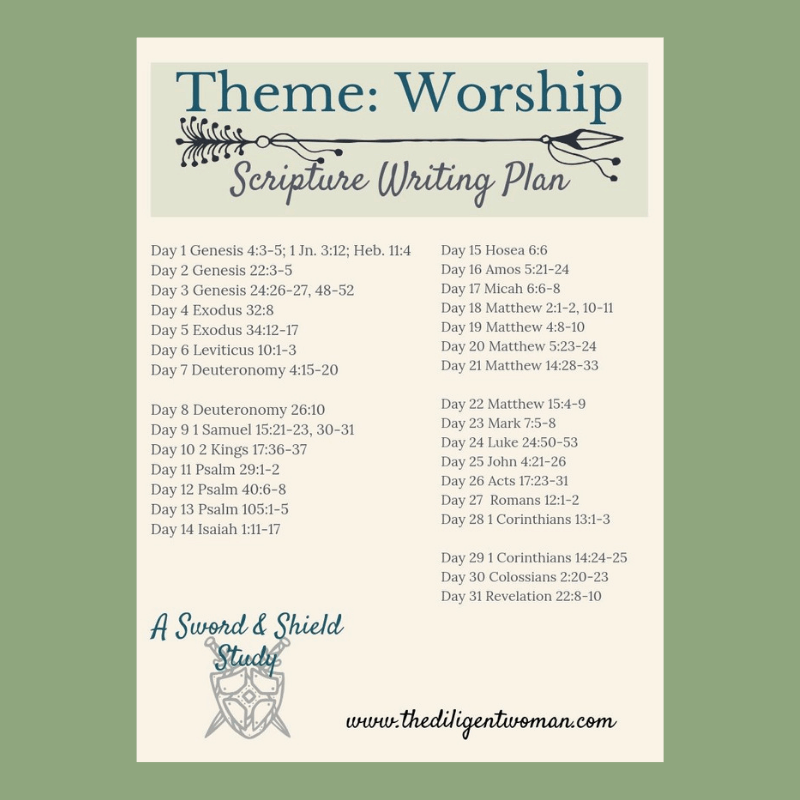 Scripture Writing Plan - Theme: Worship